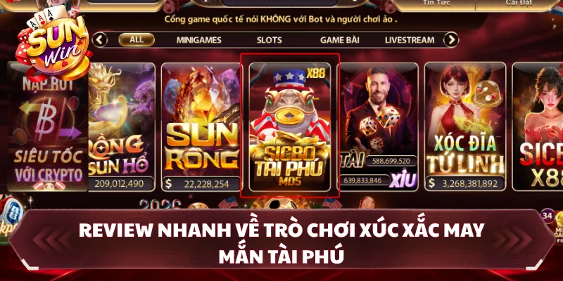 Sicbo tài phú — Review nhanh về trò chơi xúc xắc may mắn tài phú